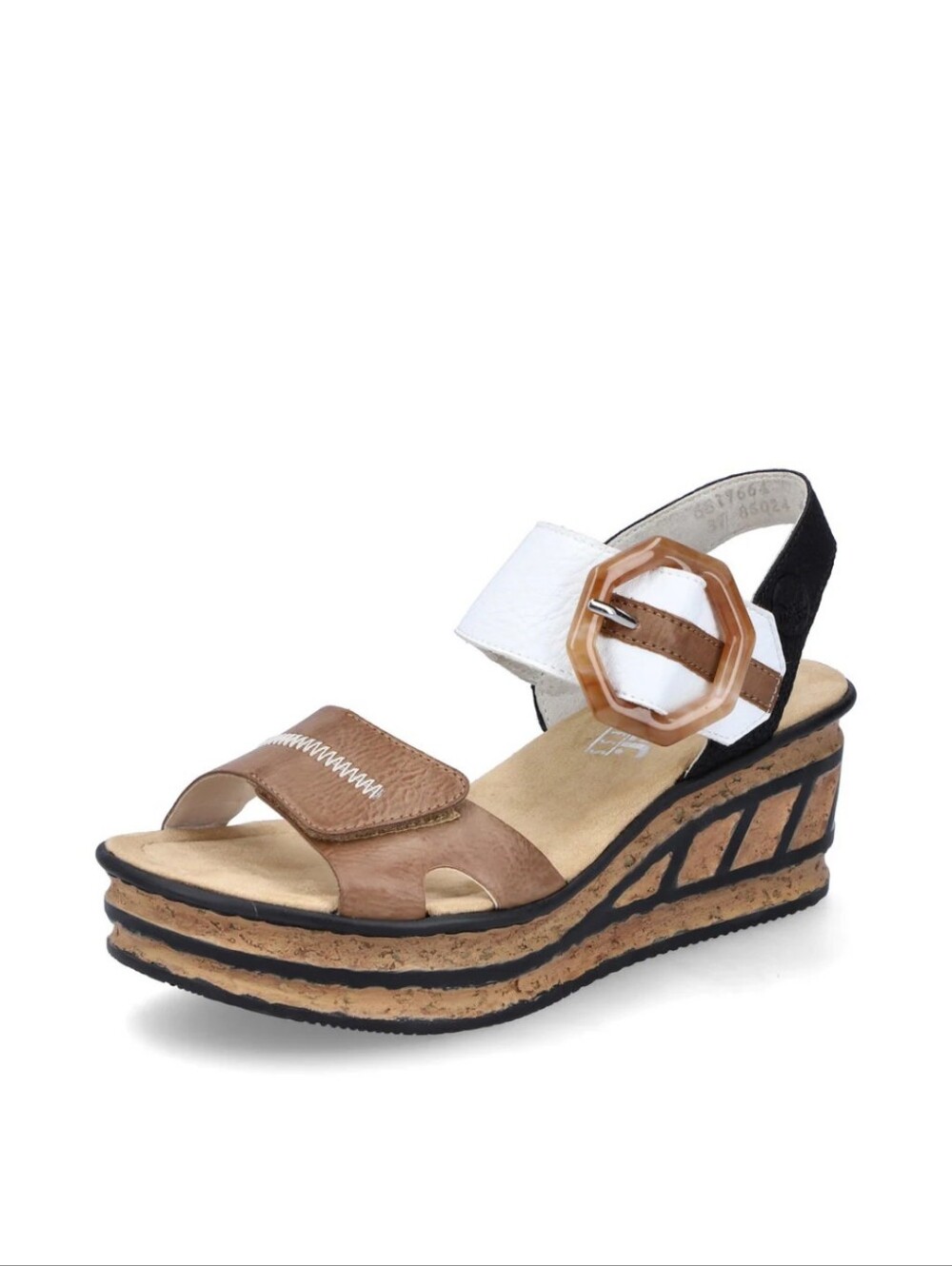 Rieker Women's Platform Sandals | 68176 Brown White Black 36 (5.5-6) EUC